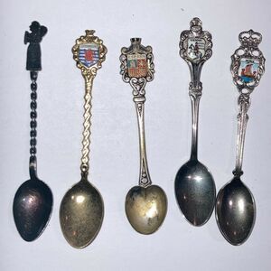 Vintage Collectible Souvenir Travel Spoons International Spain Vienna Lot of 5